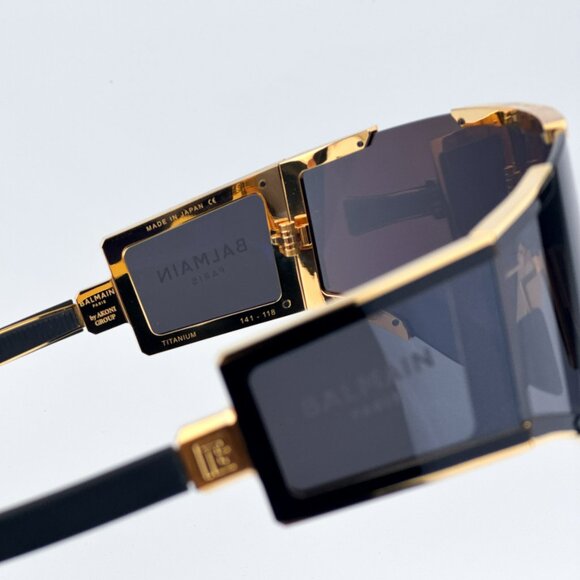 Balmain FLECHE BPS-138A-141 Women Sunglasses Titanium Gold Grey Mirror Mask - Picture 10 of 14